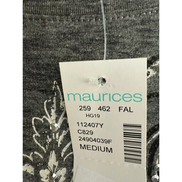 Maurices Gray Rhinestone Cross Graphic Tee Women’s Medium NWT Y2K Style - Picture 5 of 6